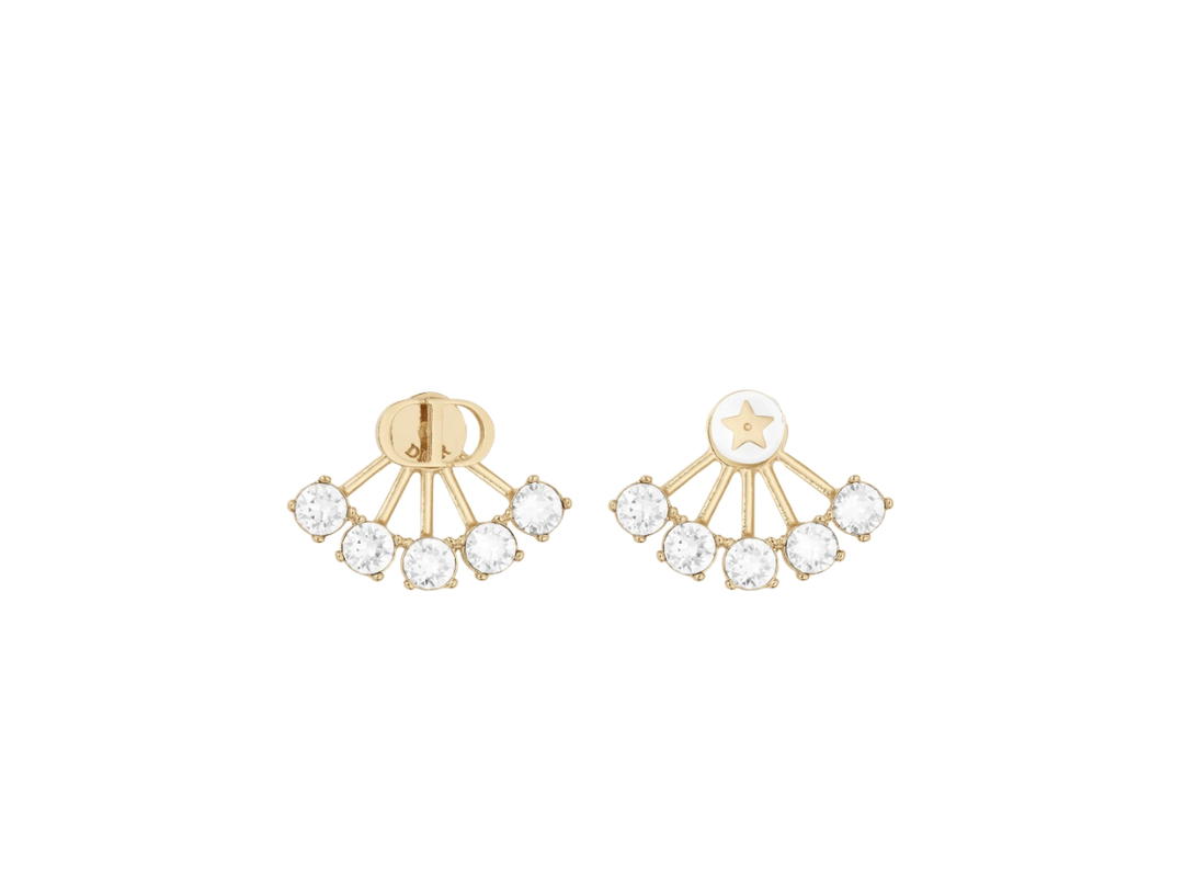 Dior Dior Petit CD Earrings In Gold-Finish Metal and White Crystals
