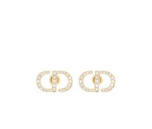 Buy Dior Petit Cd Stud Earrings In Gold-Finish Metal And White Crystals at Sasom – Authentic and Ready to Ship