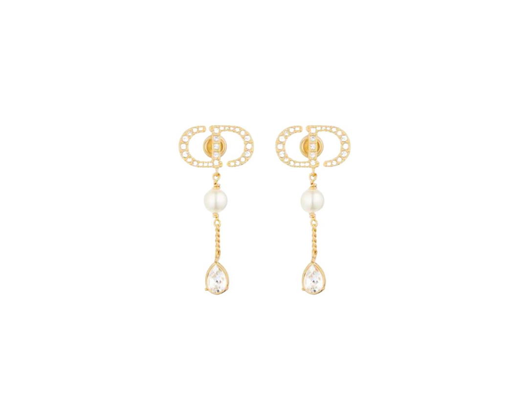 Dior Dior Petit CD Earrings In Gold-Finish Metal With White Resin Pearls