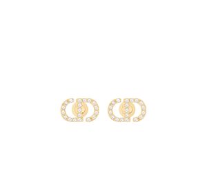 Buy Dior Petit CD Mini Stud Earrings In Gold-Finish Metal And Silver-Tone Crystals at Sasom – Authentic and Ready to Ship