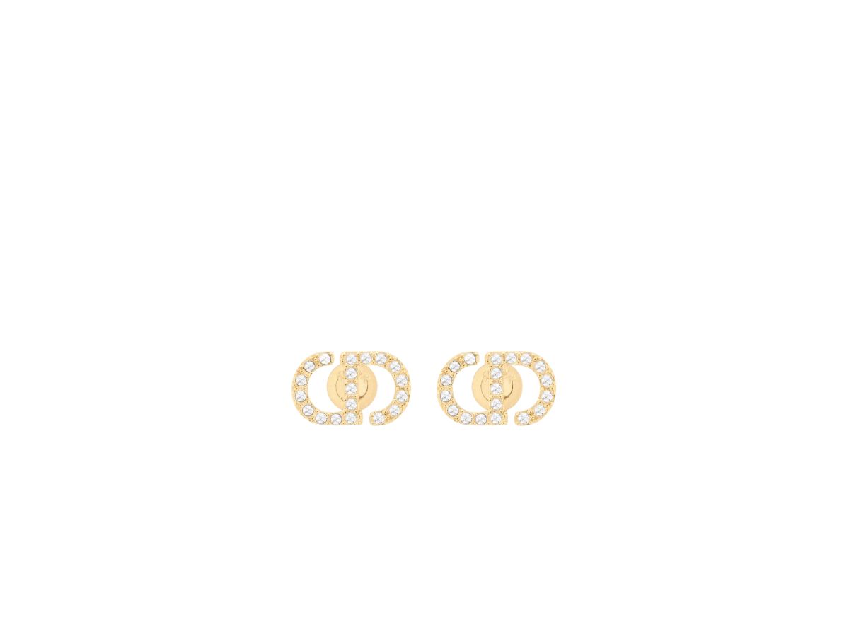 Dior Dior Petit CD Mini Stud Earrings In Gold-Finish Metal And Silver-Tone Crystals