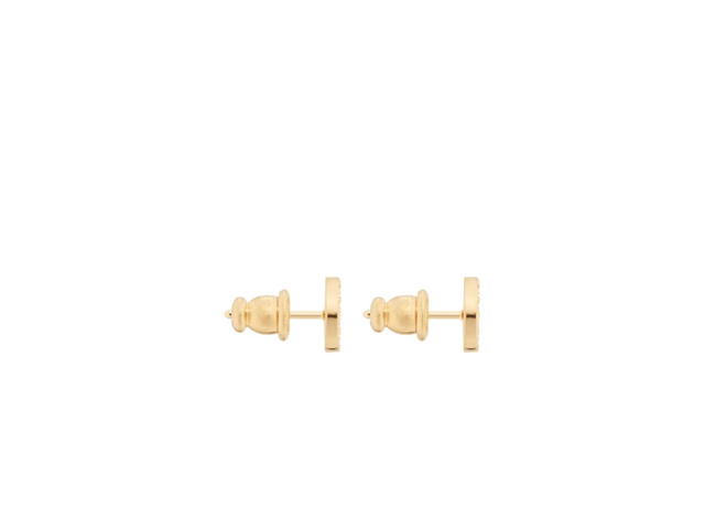 Dior Dior Petit CD Mini Stud Earrings In Gold-Finish Metal And Silver-Tone Crystals - view 2