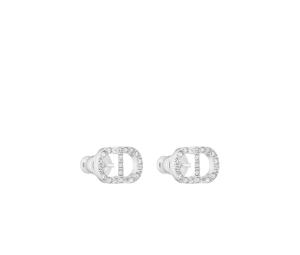 Buy Dior Petit CD Mini Stud Earrings In Silver-Finish Metal With White Crystals at Sasom – Authentic and Ready to Ship