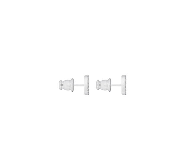 Dior Dior Petit CD Mini Stud Earrings In Silver-Finish Metal With White Crystals - view 3