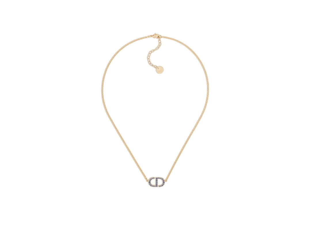 Dior Dior Petit CD Necklace In CD Signature Gold-Finish Metal And Blue Crystals