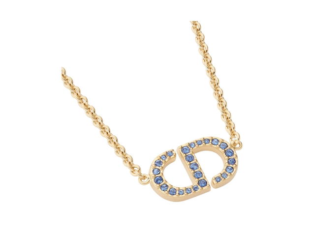 Dior Dior Petit CD Necklace In CD Signature Gold-Finish Metal And Blue Crystals - view 2