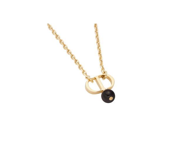 Dior Dior Petit CD Necklace In Gold-Finish Metal And A Black Resin Pearl - view 2