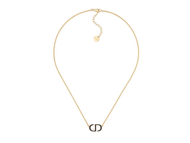 Dior Dior Petit CD Necklace In Gold-Finish Metal and Black Lacquer - view 1