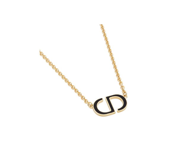 Dior Dior Petit CD Necklace In Gold-Finish Metal and Black Lacquer - view 2