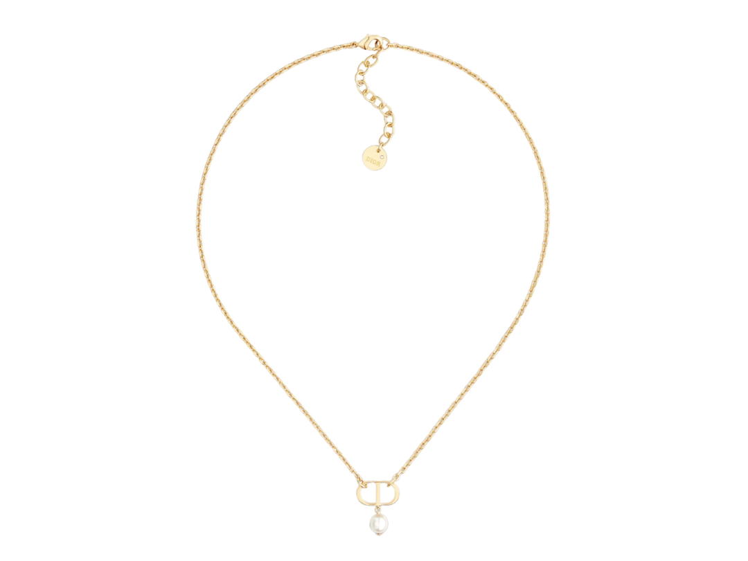 Dior Dior Petit CD Necklace In Gold-Finish Metal With A White Resin Pearl