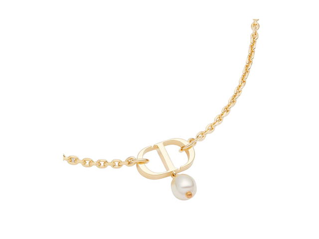 Dior Dior Petit CD Necklace In Gold-Finish Metal With A White Resin Pearl - view 2