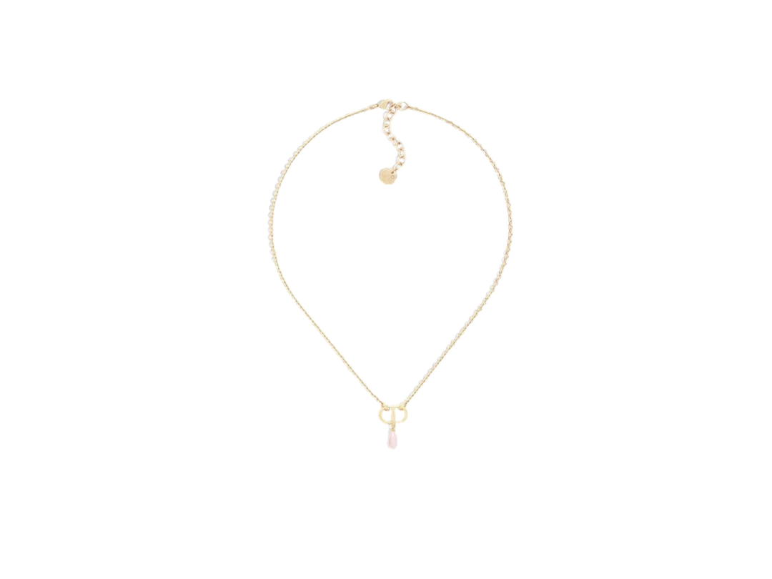 Dior Dior Petit CD Necklace In Gold-Finish Metal With Iridescent Pink Resin Pearl Hardware Gold
