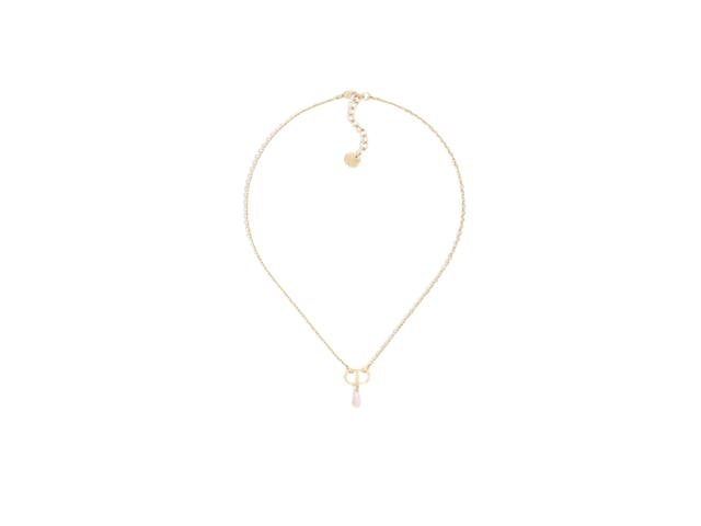 Dior Dior Petit CD Necklace In Gold-Finish Metal With Iridescent Pink Resin Pearl Hardware Gold - view 1