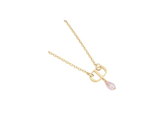 Dior Dior Petit CD Necklace In Gold-Finish Metal With Iridescent Pink Resin Pearl Hardware Gold - view 2
