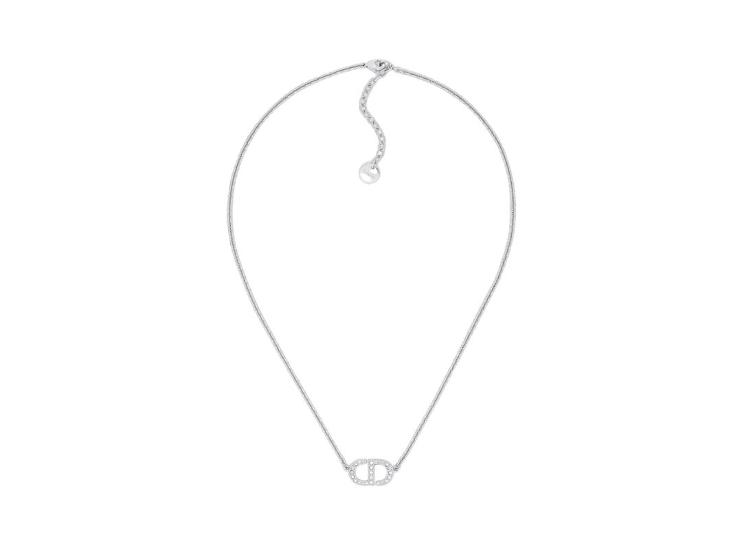 Dior Dior Petit CD Necklace In Silver-Finish Metal With White Crystals