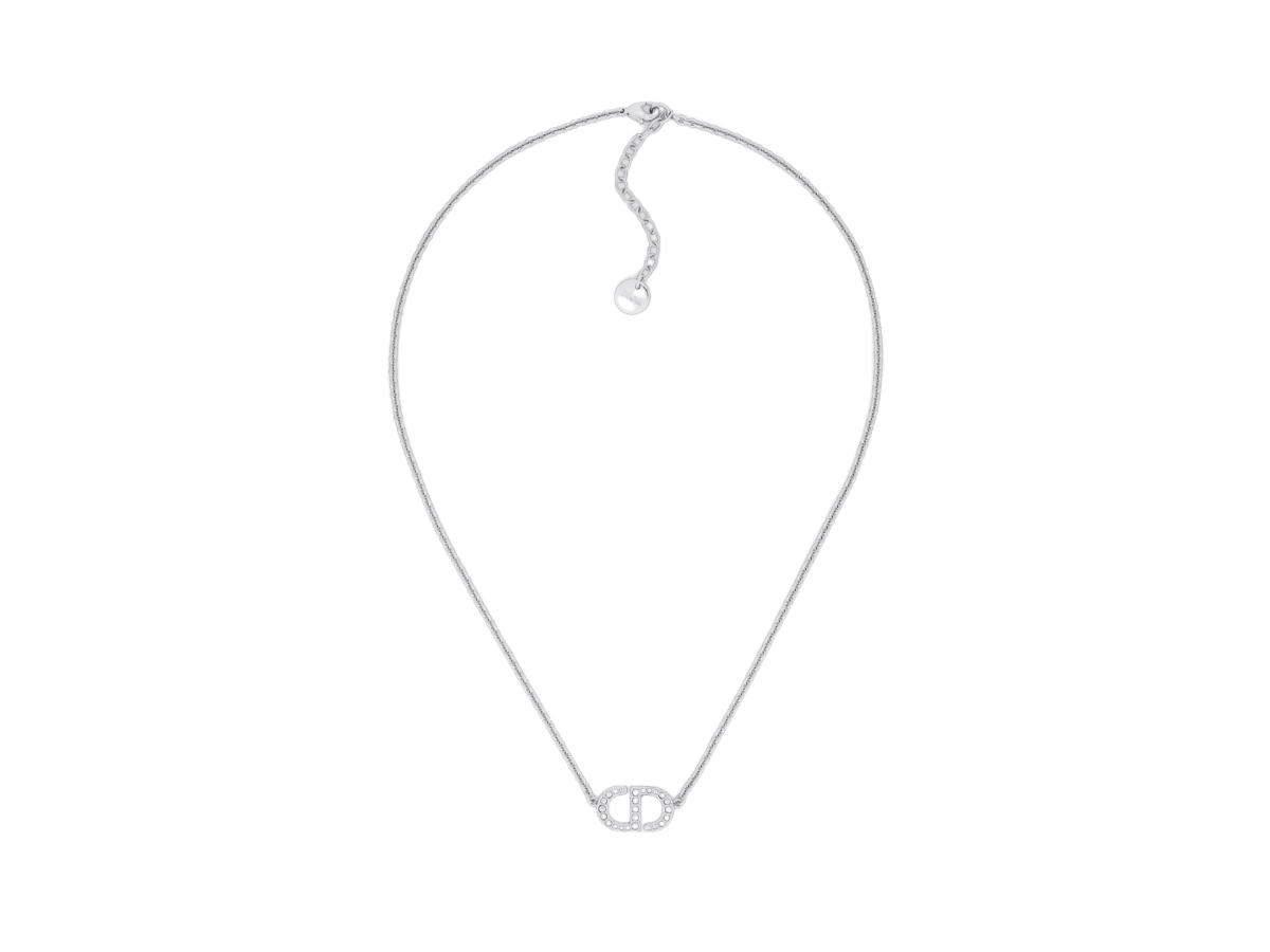 Dior Dior Petit CD Necklace In Silver-Finish Metal With White Crystals