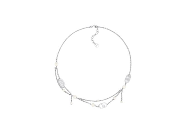 Dior Dior Petit CD Necklace In Silver-Finish Metal With White Resin Pearls - view 1
