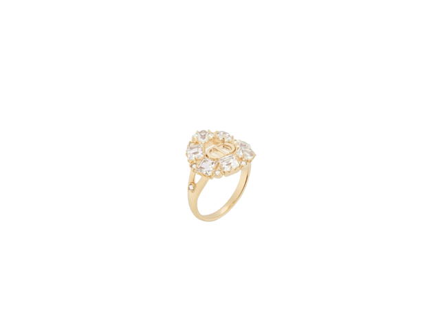Dior Dior Petit CD Ring Gold-Finish Metal With White and Silver-Tone Crystals - view 2