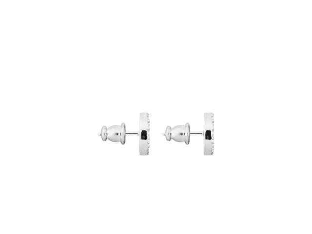 Dior Dior Petit CD Stud Earrings In Palladium-Finish Metal And White Crystals - view 2