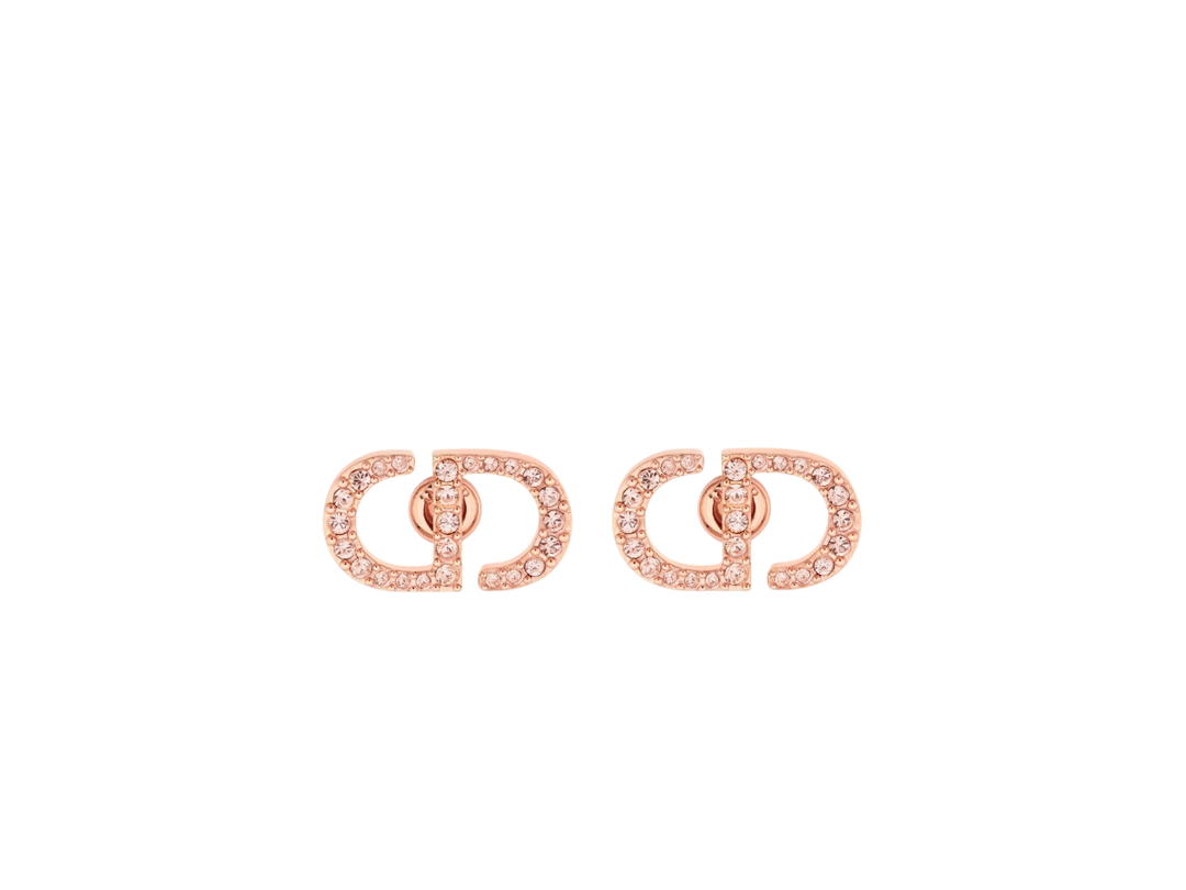 Dior Dior Petit CD Stud Earrings In Pink-Finish Metal And Pink Crystals