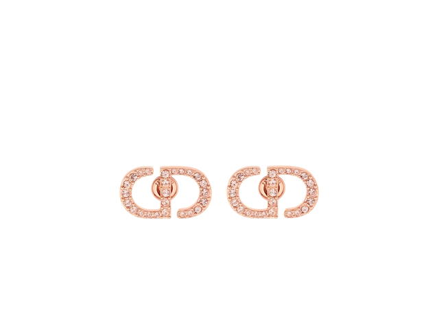 Dior Dior Petit CD Stud Earrings In Pink-Finish Metal And Pink Crystals - view 1