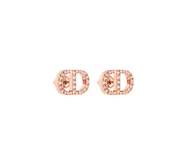 Dior Dior Petit CD Stud Earrings In Pink-Finish Metal And Pink Crystals - view 3