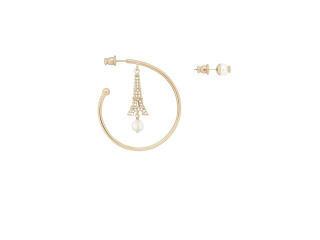 Dior Dior Plan De Paris Earrings In Gold-Finish Metal And White Resin Pearls - view 2