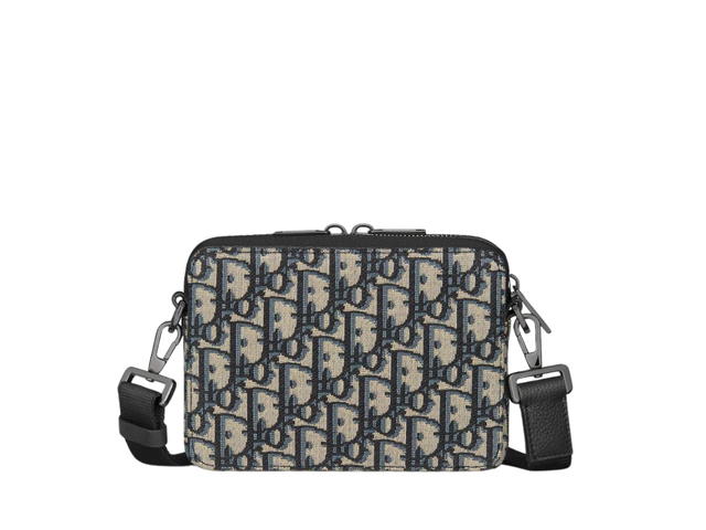 Dior Dior Zipped Pouch With Strap In Beige And Black Dior Oblique Jacquard With Ruthenium - Finish Hardware - view 2