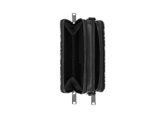 Dior Dior Zipped Pouch With Strap In Beige And Black Dior Oblique Jacquard With Ruthenium - Finish Hardware - view 3