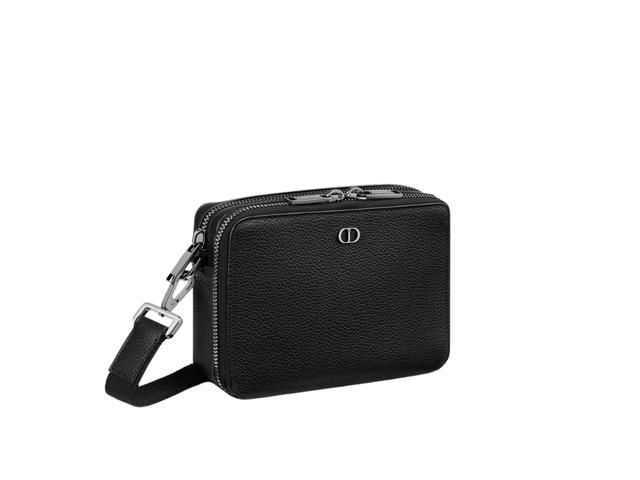 Dior Dior Pouch With Starp In Grained Calfskin With Ruthenium-finished Brass CD Icon Black - view 3