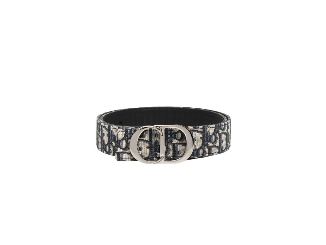 Dior Dior Reversible Belt In Beige And Black Dior Oblique Jacquard And Black Grained Calfskin