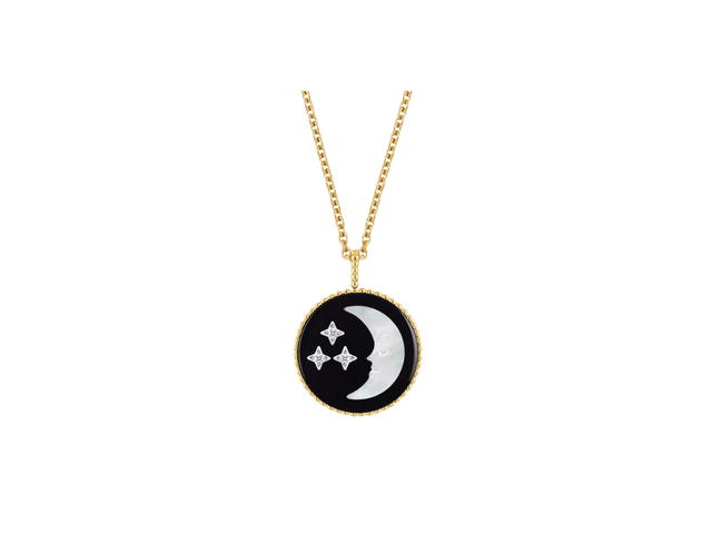 Dior Dior Rose Céleste Necklace In Yellow Gold Diamonds Mother of Pearl And Onyx - view 2