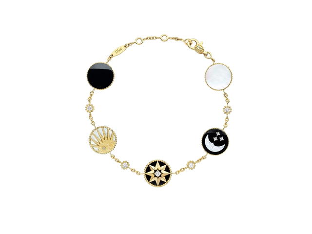 Dior Dior Rose Des Vents And Rose Céleste Bracelet In 18K Yellow And White Gold-Diamond, Mother-Of-Pearl And Onyx - view 2