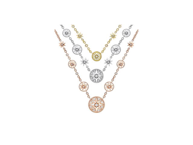 Dior Dior Rose Des Vents And Étoile Des Vents Necklace In Yellow Pink And White Gold With Diamonds - view 2