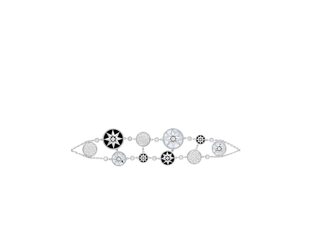 Dior Dior Rose Des Vents Bracelet In 18K White Gold-Diamonds-Mother-Of-Pearl And Onyx