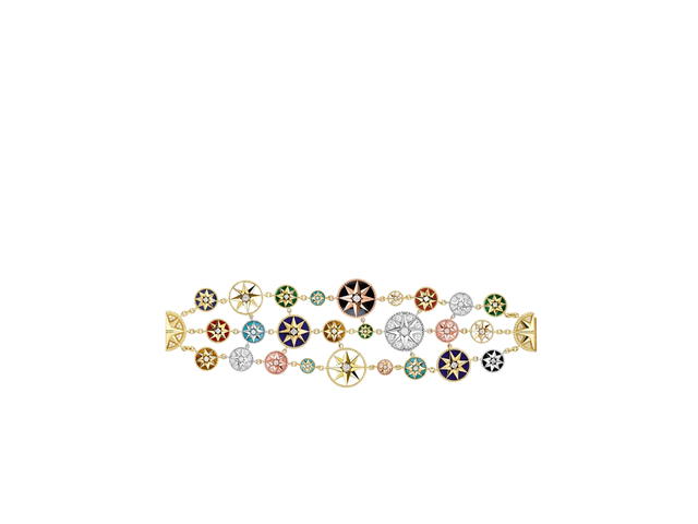 Dior Dior Rose Des Vents Cuff Bracelet In Yellow-Pink And White Gold-Diamonds And Gemstones - view 1
