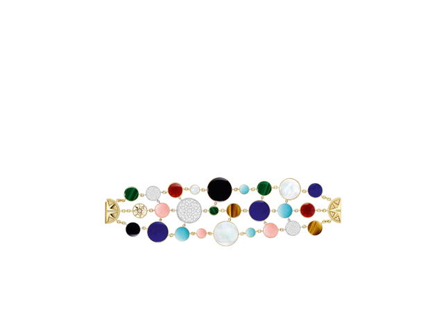 Dior Dior Rose Des Vents Cuff Bracelet In Yellow-Pink And White Gold-Diamonds And Gemstones - view 2
