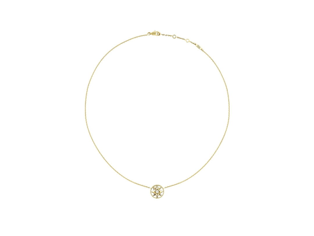 Dior Dior Rose des Vents Necklace In 18K Yellow Gold-Diamond And Mother-Of-Pearl