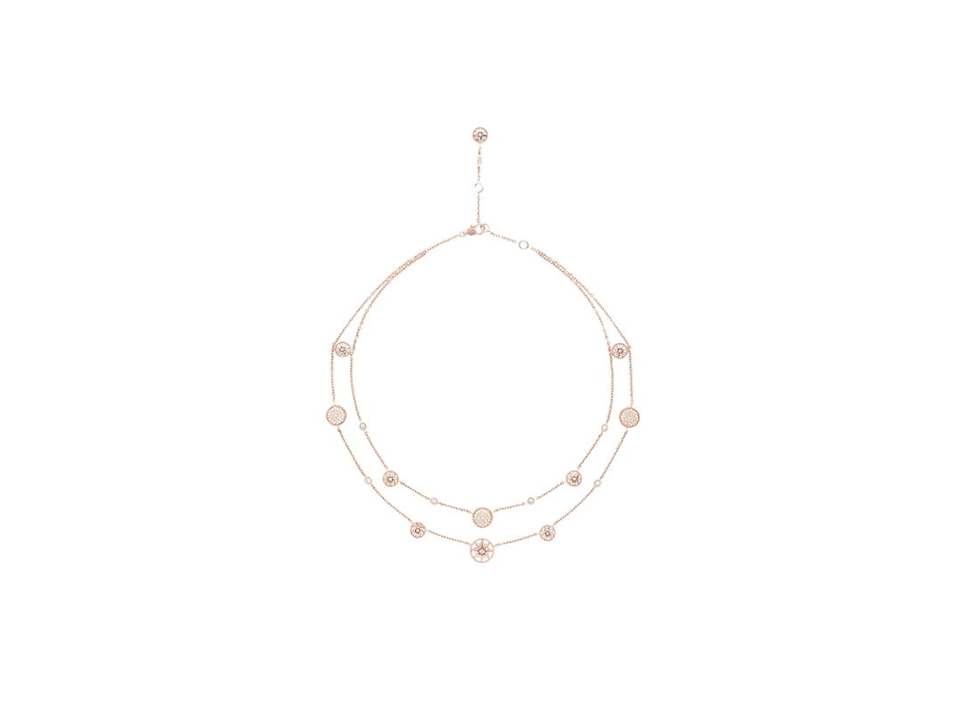 Dior Dior Rose Des Vents Necklace In Pink Gold Diamonds And Mother of Pearl Hardware Pink Gold