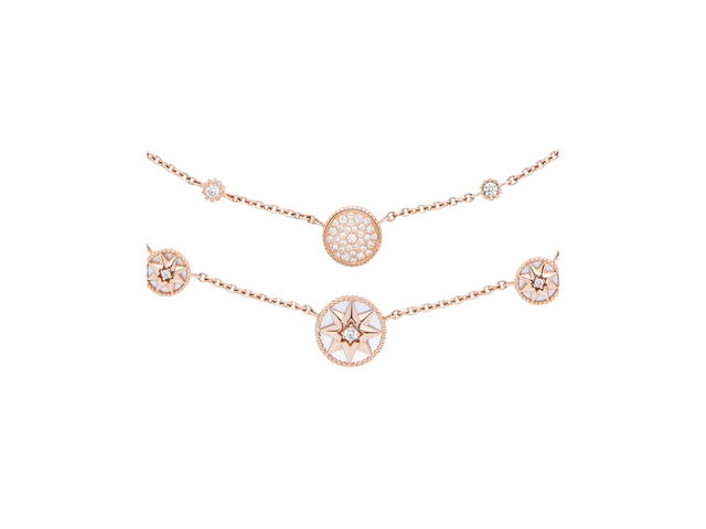 Dior Dior Rose Des Vents Necklace In Pink Gold Diamonds And Mother of Pearl Hardware Pink Gold - view 3