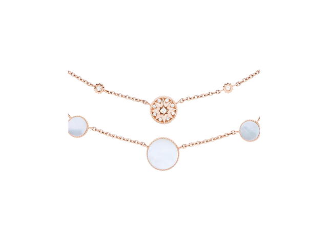 Dior Dior Rose Des Vents Necklace In Pink Gold Diamonds And Mother of Pearl Hardware Pink Gold - view 4