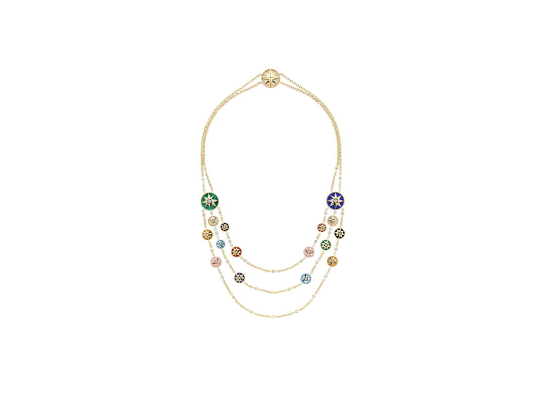 Dior Dior Rose Des Vents Necklace In Yellow Pink And White Gold Diamonds And Gemstones