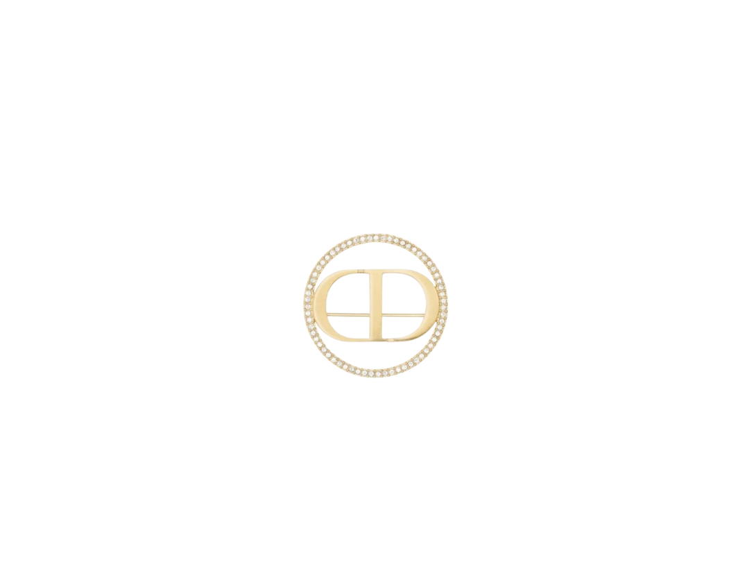 Dior Dior Round CD Brooch In Gold Montaigne
