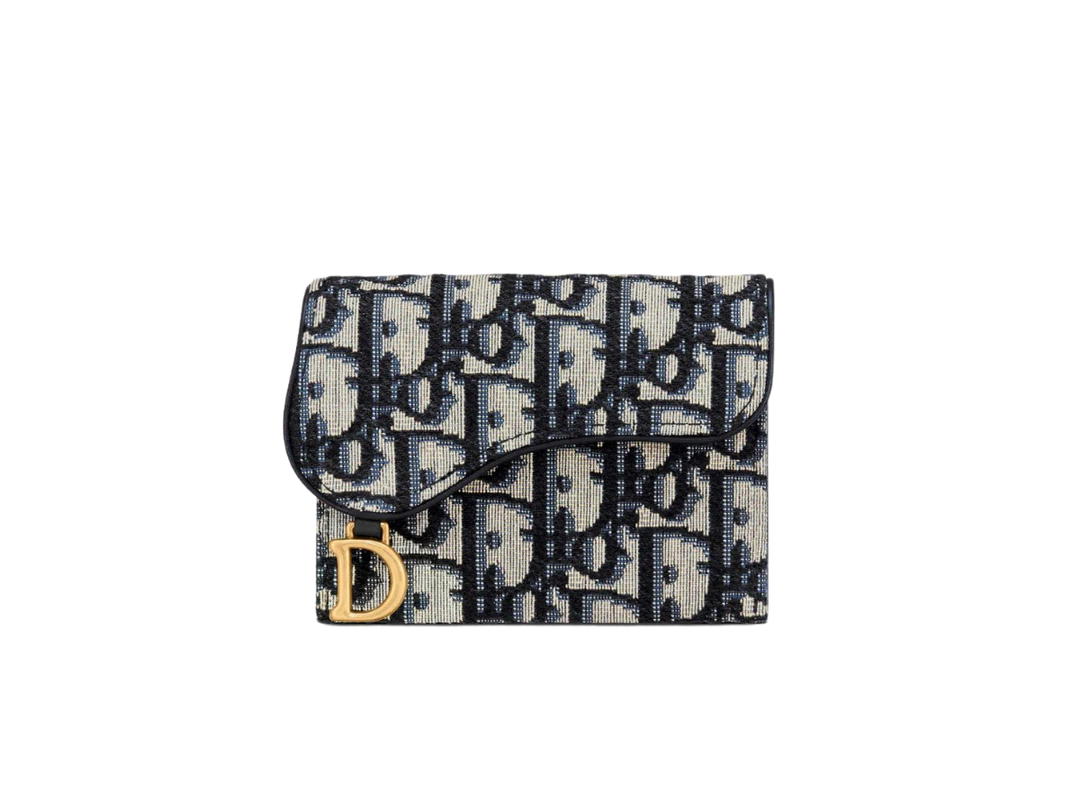 Dior Dior Saddle 5 Gusset Card Holder Blue Dior Oblique Jacquard