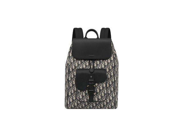 Dior Dior Saddle Backpack In Beige And Black Dior Oblique Jacquard And Black Grained Calfskin - view 1