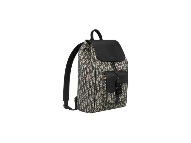 Dior Dior Saddle Backpack In Beige And Black Dior Oblique Jacquard And Black Grained Calfskin - view 3