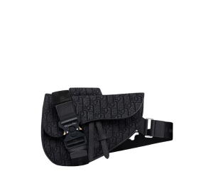 Buy Dior Saddle Bag In Black Dior Oblique Jacquard With Aluminium Buckle With Christian Dior Signature at Sasom – Authentic and Ready to Ship