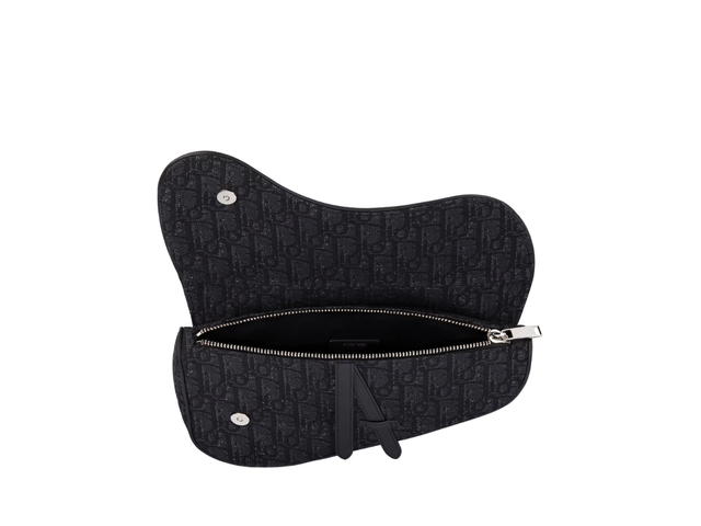 Dior Dior Saddle Bag In Black Dior Oblique Jacquard With Aluminium Buckle With Christian Dior Signature - view 3