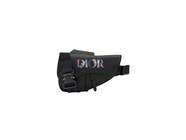 Dior Dior Saddle Bag In Black Grained Calfskin With Flowers Signature - view 1