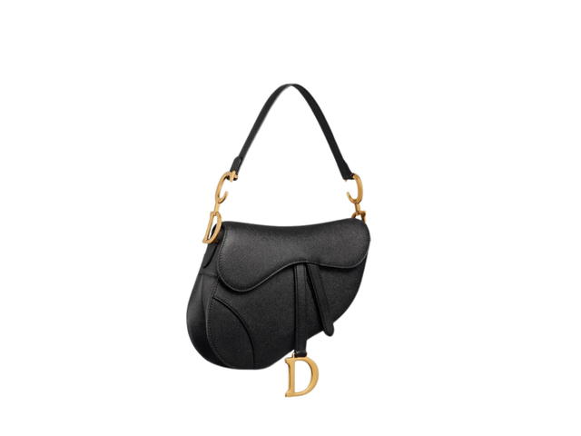 Dior Dior Saddle Bag In Black Grained Calfskin With Gold Hardware - view 2